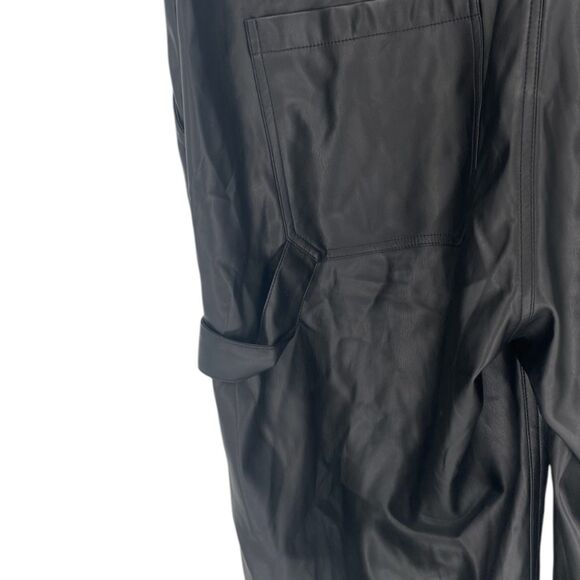 Wildfang The Essential Vegan Leather Short Sleeve Jumpsuit M Black EUC - Picture 5 of 9